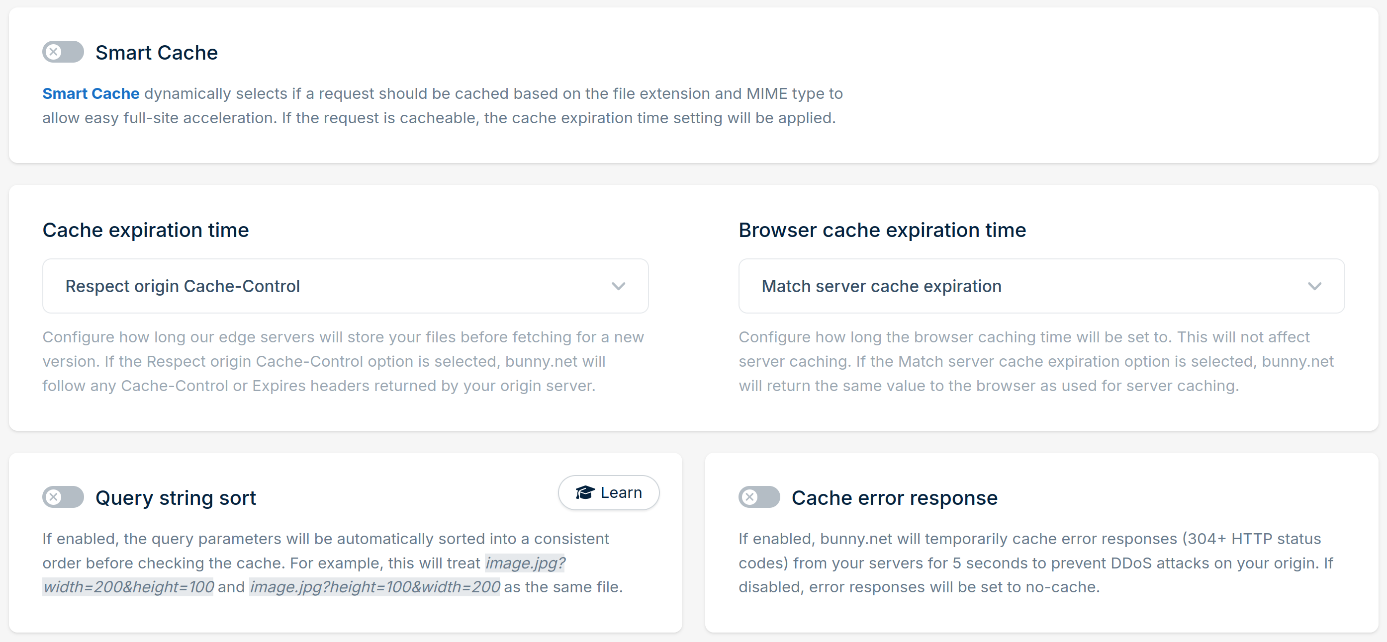Disable basic cache