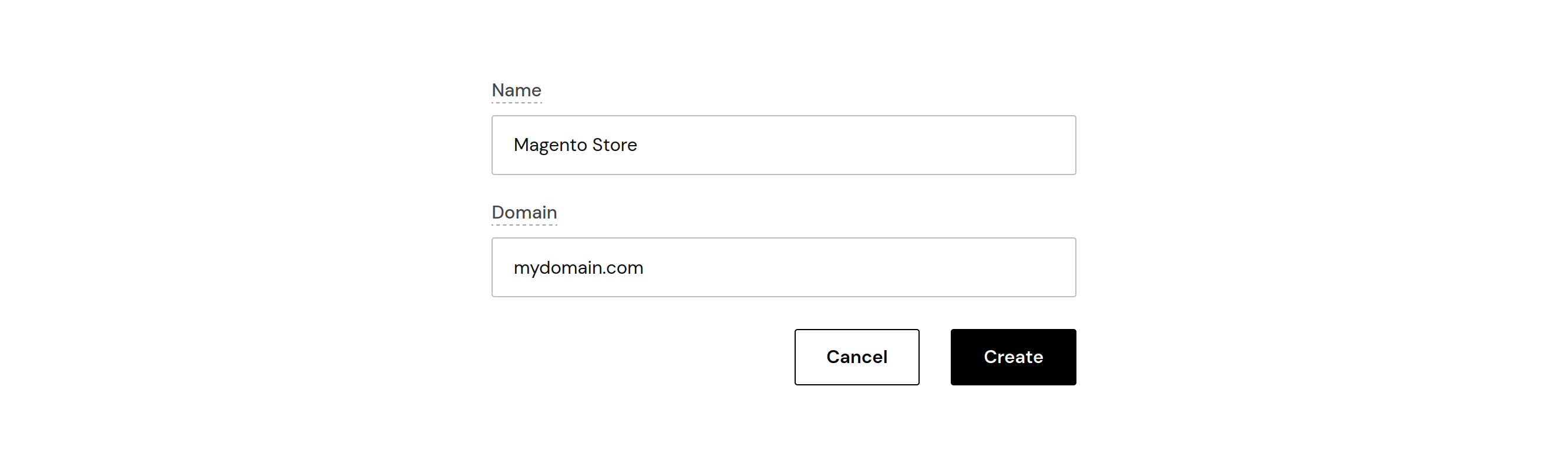 Enter name and domain