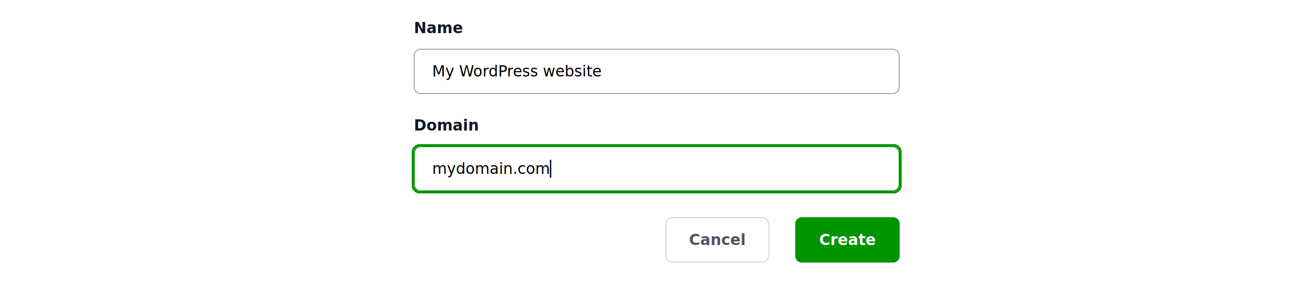 Enter name and domain