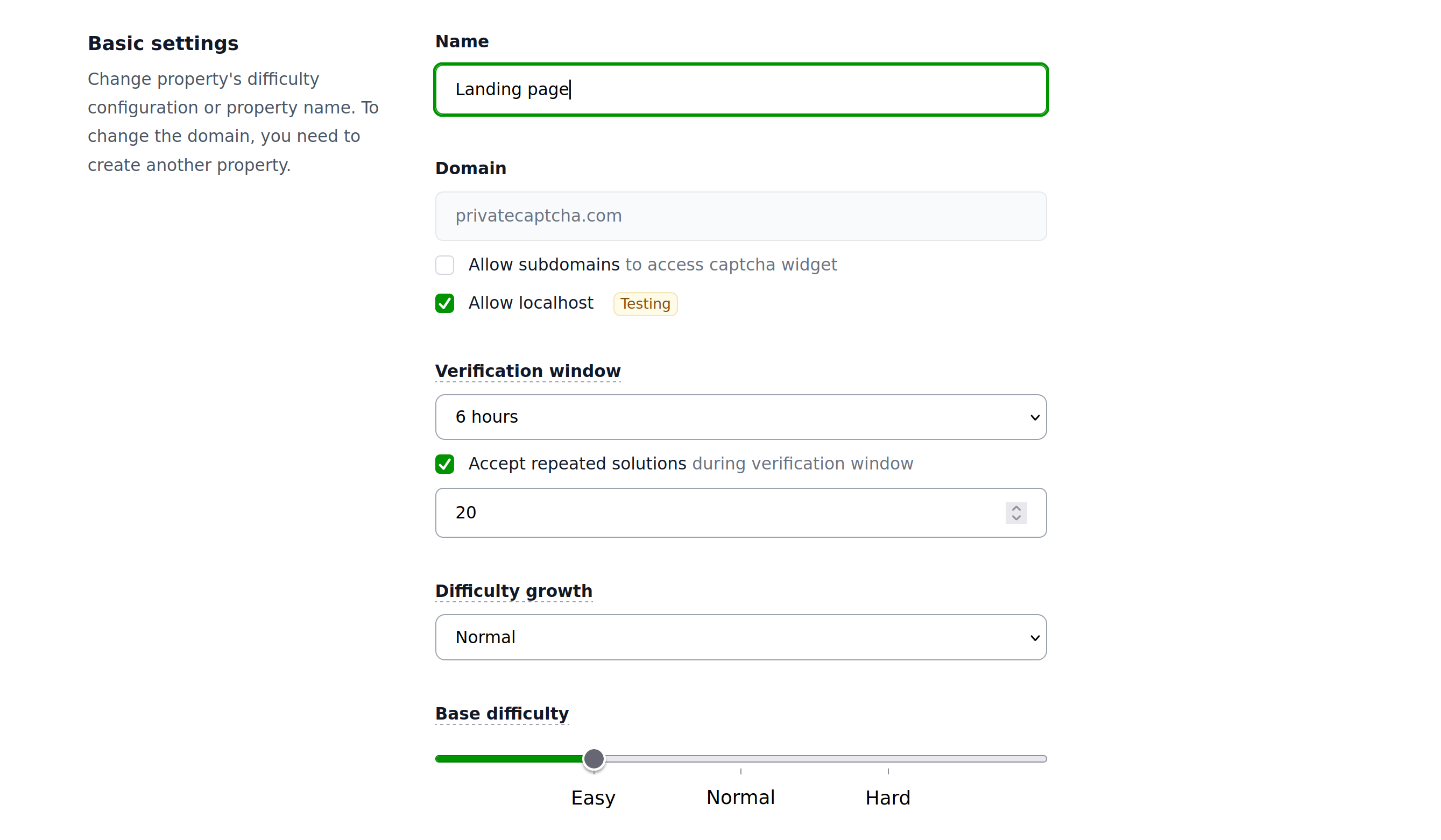 Property settings